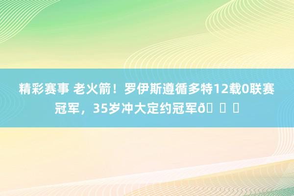 精彩赛事 老火箭！罗伊斯遵循多特12载0联赛冠军，35岁冲大定约冠军🏆