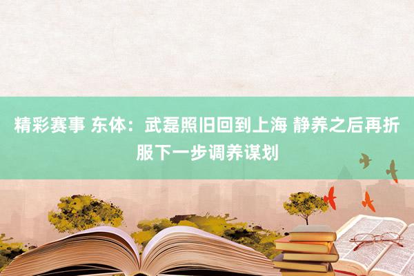 精彩赛事 东体：武磊照旧回到上海 静养之后再折服下一步调养谋划