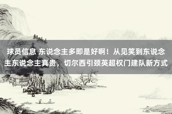 球员信息 东说念主多即是好啊！从见笑到东说念主东说念主真贵，切尔西引颈英超权门建队新方式